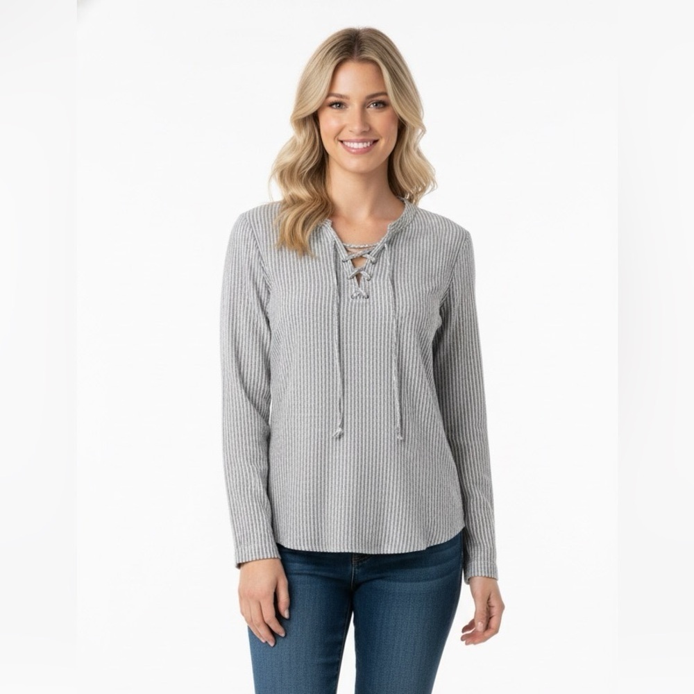 SAM & LAVI size small blue striped boho top